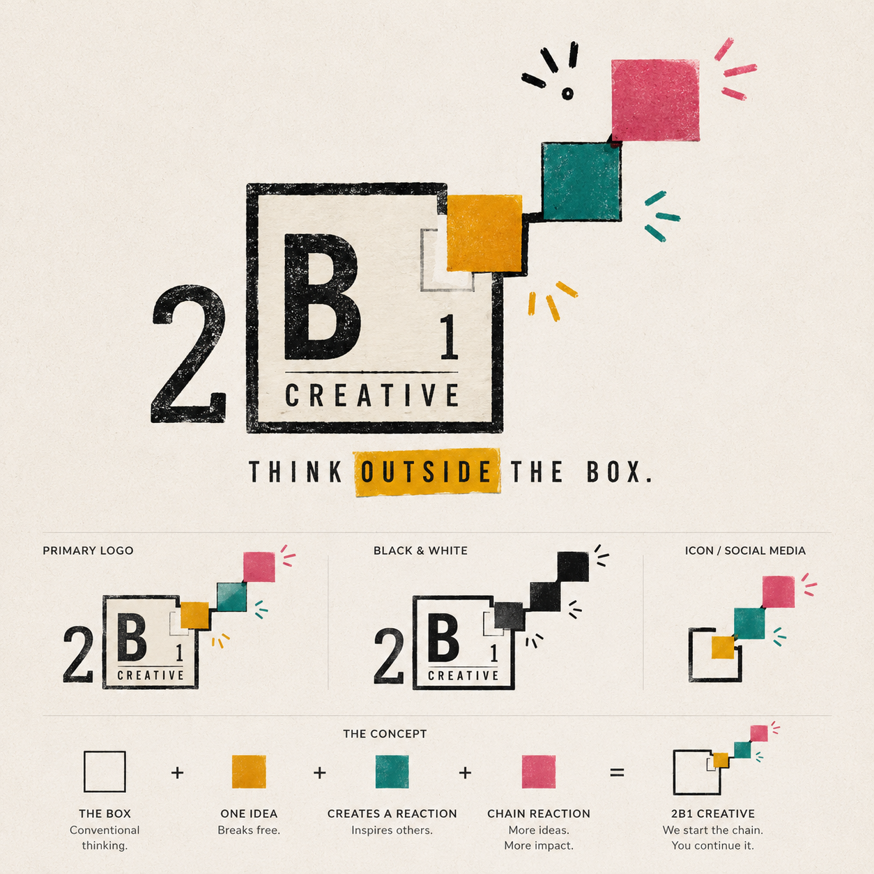 2B1 Creative logo concept and Think Outside The Box meaning